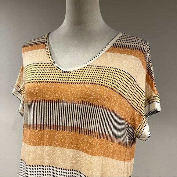 LuLaRoe Earthy Tones Striped Maxi stretchy Dress size medium - Picture 2 of 12